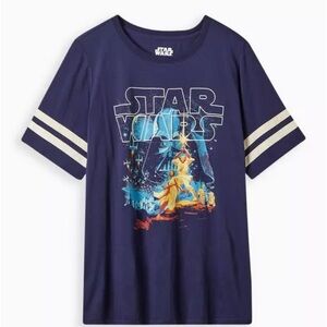 Star Wars Classic Fit Football Tee - Heritage Cotton Navy Blue size 1X